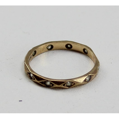 1223 - 9ct gold and white stone eternity ring, approx size P & 1.56g gross