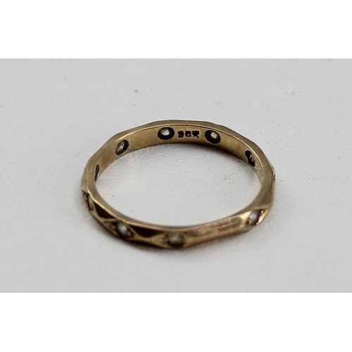 1223 - 9ct gold and white stone eternity ring, approx size P & 1.56g gross