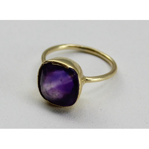 1228 - An 18ct gold and amethyst ring, unmarked but XRF tested, approx size N & 3.72g gross, believed to be... 