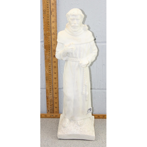 1831 - Well modelled bonded marble statue of St Francis of Assisi, suitable for exterior use, approx 55 cm ... 