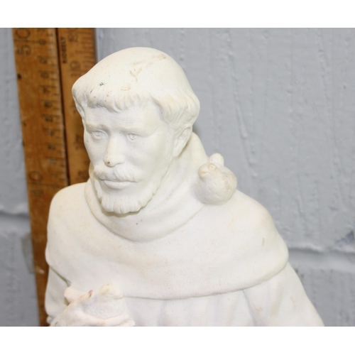 1831 - Well modelled bonded marble statue of St Francis of Assisi, suitable for exterior use, approx 55 cm ... 