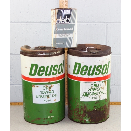 948 - Vintage oil tins to incl Deusol and Laminol (3)