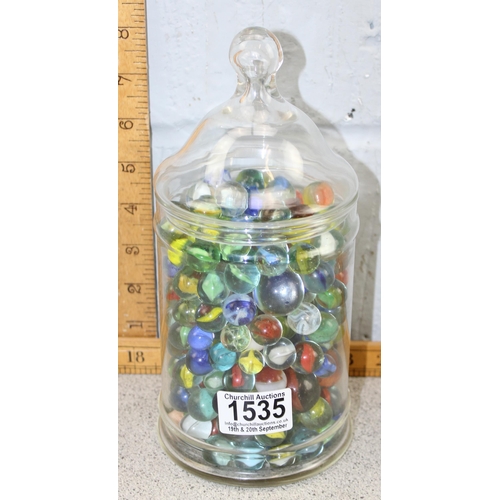 1535 - Jar of vintage glass marbles