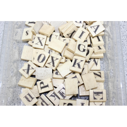 1537 - Qty of antique bone letter tiles, similar to Scrabble tiles