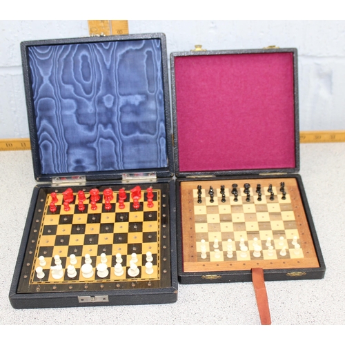 1538 - 2 vintage boxed travelling chess sets