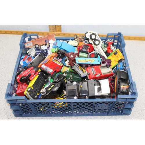 1540 - A large box of assorted toy cars etc to inc Corgi & Matchbox etc