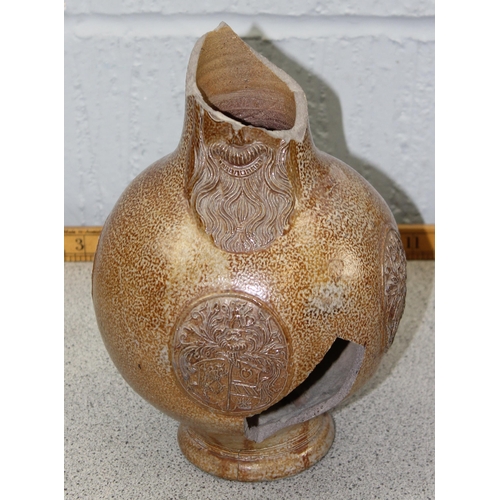 1632 - Qty of interesting antique and later stoneware items etc to in part of a German Bellarmine jug, and ... 