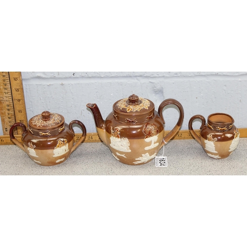 1634 - An antique Doulton Lambeth stoneware 3 piece tea set