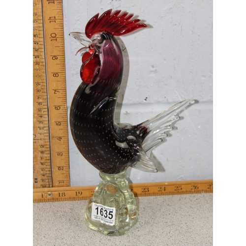 1635 - A large art glass model of a cockerel, likely Murano c.1960, approx 34cm tall