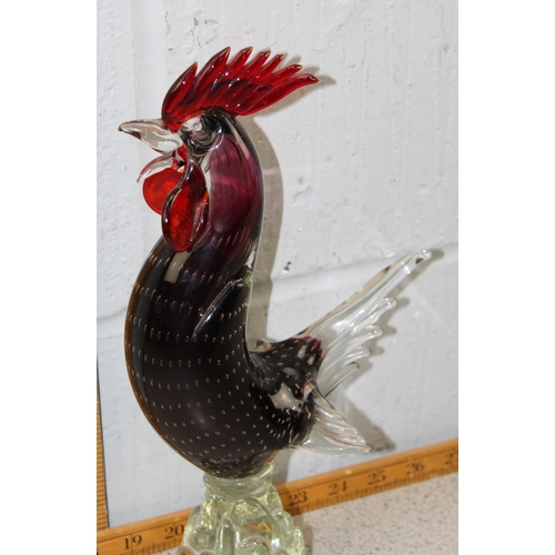 1635 - A large art glass model of a cockerel, likely Murano c.1960, approx 34cm tall