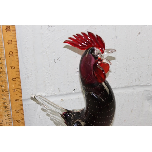 1635 - A large art glass model of a cockerel, likely Murano c.1960, approx 34cm tall