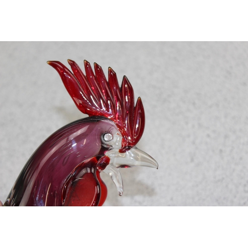 1635 - A large art glass model of a cockerel, likely Murano c.1960, approx 34cm tall