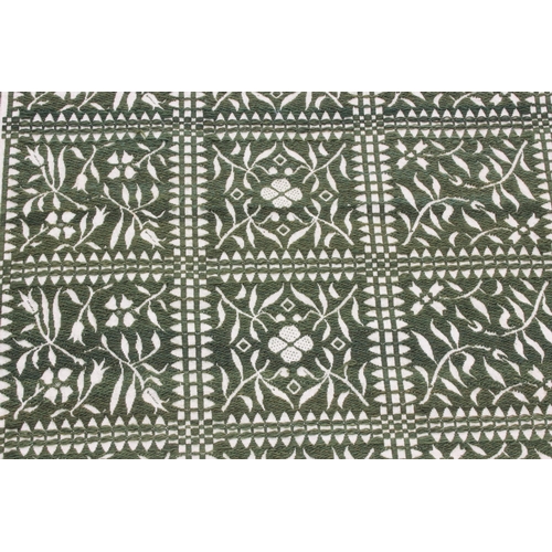 177 - A large vintage Greek blanket, olive green and cream