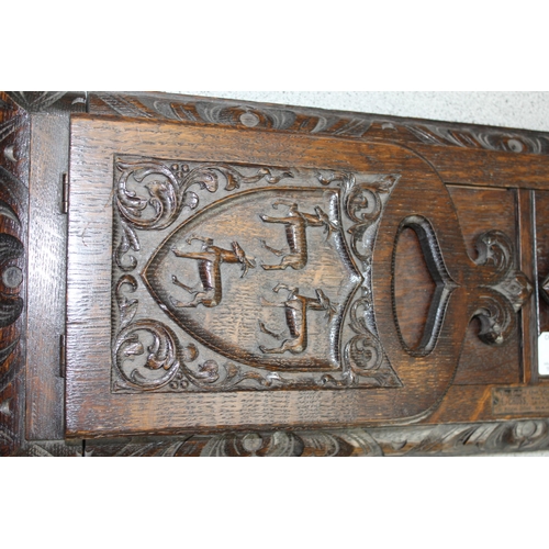 247 - E. Cross of The Oxford Oak Works, St Aldates Oxford, and impressive carved oak folding bookslide, Je... 