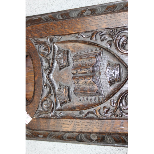 247 - E. Cross of The Oxford Oak Works, St Aldates Oxford, and impressive carved oak folding bookslide, Je... 