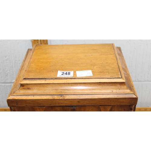 248 - An antique table top collectors cabinet with various drawers and turned bone handles, with 2 keys an... 