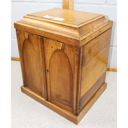 248 - An antique table top collectors cabinet with various drawers and turned bone handles, with 2 keys an... 