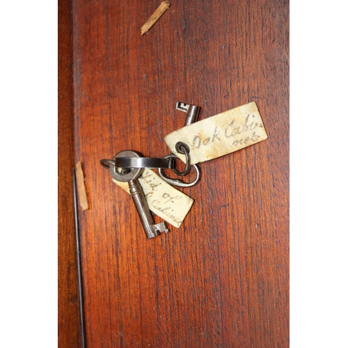 248 - An antique table top collectors cabinet with various drawers and turned bone handles, with 2 keys an... 