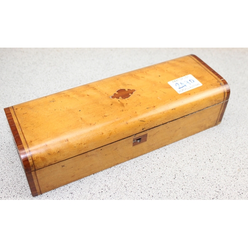 249d - A small antique satinwood glove box and a small Gothic style oak box, both 19th century