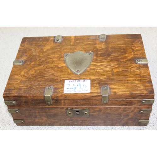 249d - A small antique satinwood glove box and a small Gothic style oak box, both 19th century