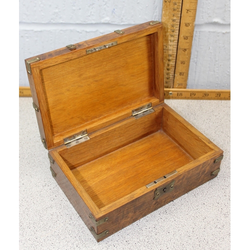 249d - A small antique satinwood glove box and a small Gothic style oak box, both 19th century