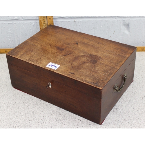 249g - Antique Mahogany sewing box and contents