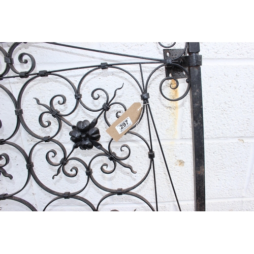 297 - An impressive blacksmith made wrought iron garden gate, approx 180cm x 85cm