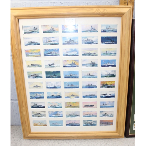 367 - 2 framed full sets of John Player cigarette cards to include modern navel craft & motor cars