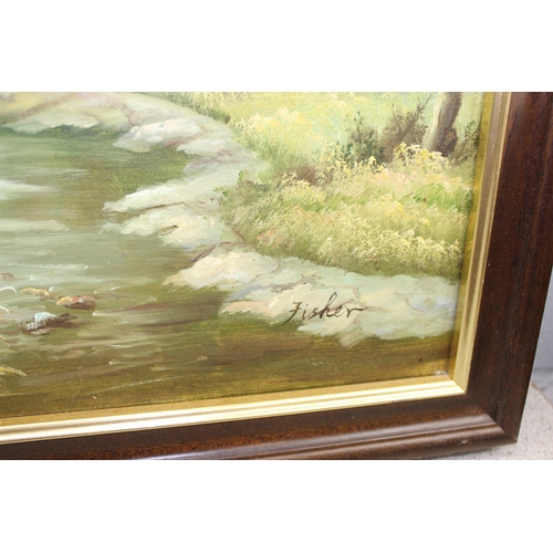 368 - 2 20th century oil on canvas, one signed Fisher