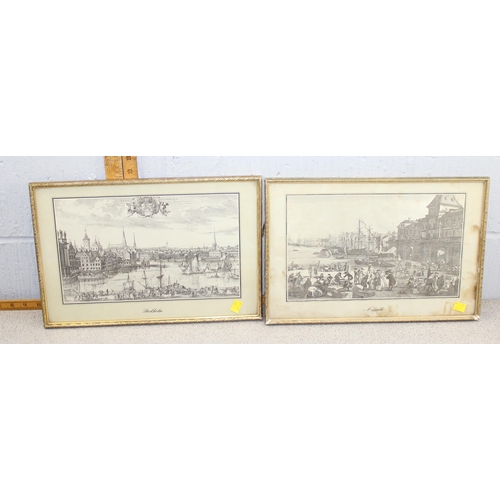 370 - A set of 5 gilt framed antique prints depicting views of European cities