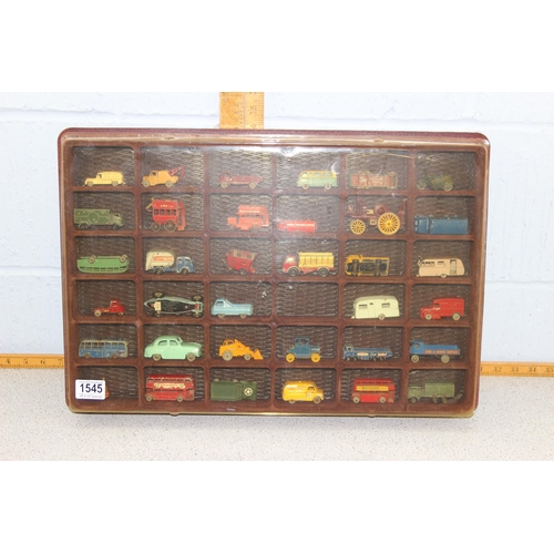 1545 - Display case containing toy cars, mainly Matchbox, some believed to be rare