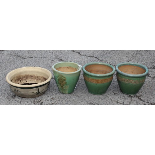 287 - Qty glazed garden pots