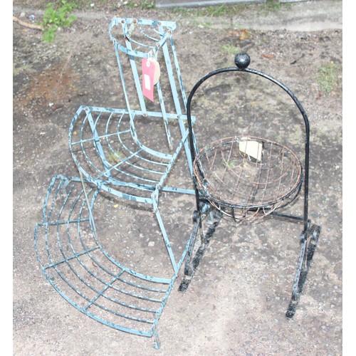 290a - Wrought iron plant stand and a corner garden plant stand (2)