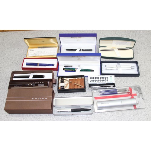 1600 - Qty of assorted fountain pens and other writing items to inc Parker, Sheaffer & Waterman etc etc