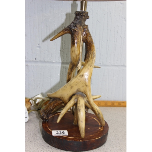 236 - A pair of table lamps made from deer antlers