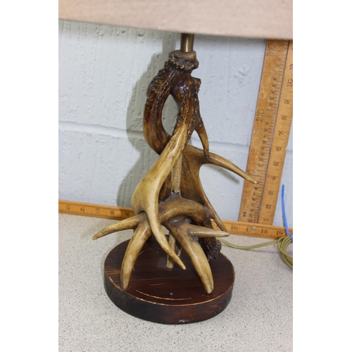 236 - A pair of table lamps made from deer antlers