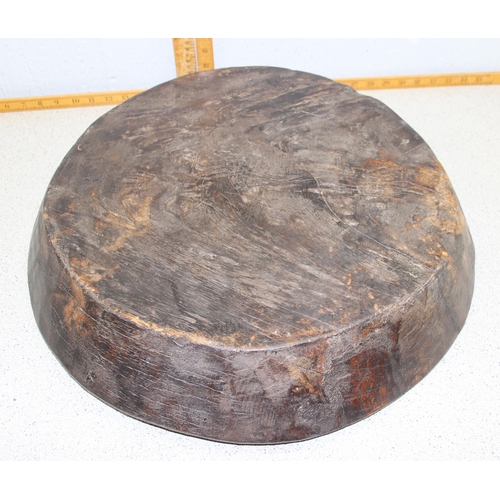 271 - A large turned elm bowl, approx 53cm in diameter, likely 18th century