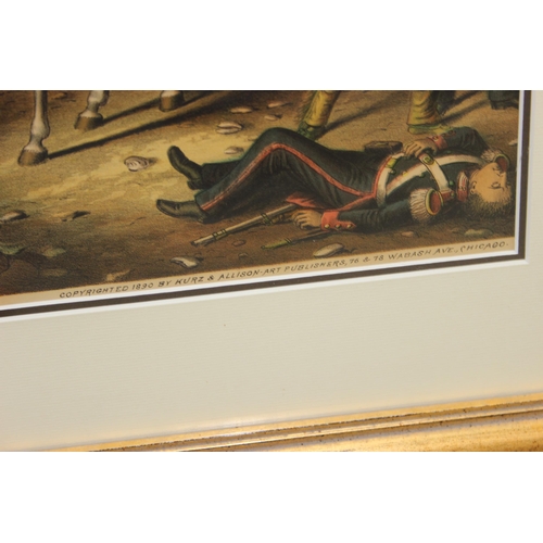 421 - An 1890 print by Kurz & Allison depicting the 1815 battle of New Orleans.
Approx size in frame 87cm ... 