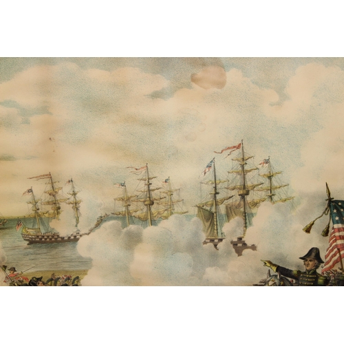 421 - An 1890 print by Kurz & Allison depicting the 1815 battle of New Orleans.
Approx size in frame 87cm ... 