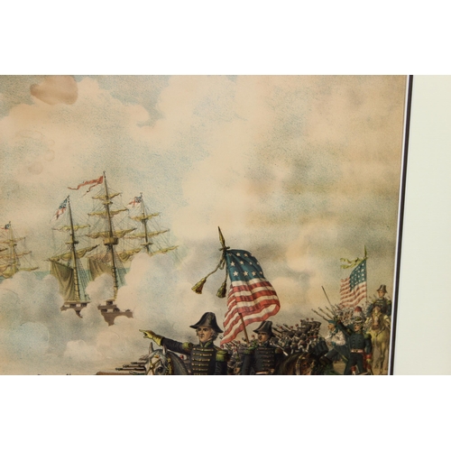 421 - An 1890 print by Kurz & Allison depicting the 1815 battle of New Orleans.
Approx size in frame 87cm ... 