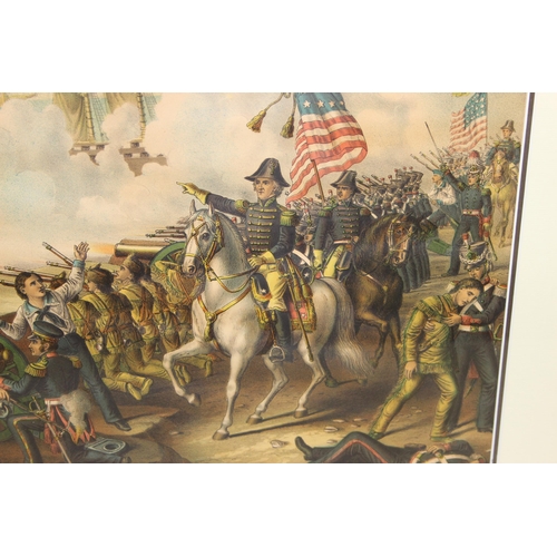 421 - An 1890 print by Kurz & Allison depicting the 1815 battle of New Orleans.
Approx size in frame 87cm ... 