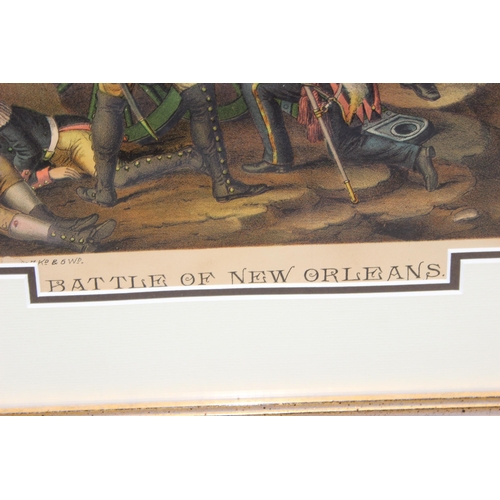 421 - An 1890 print by Kurz & Allison depicting the 1815 battle of New Orleans.
Approx size in frame 87cm ... 