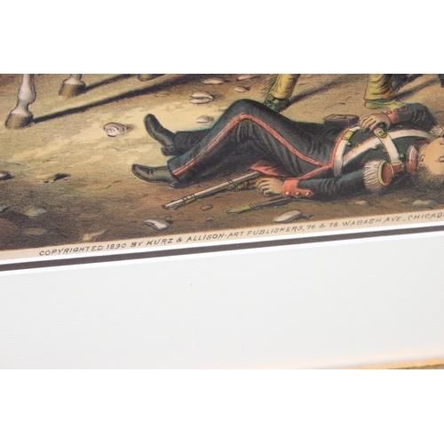 421 - An 1890 print by Kurz & Allison depicting the 1815 battle of New Orleans.
Approx size in frame 87cm ... 