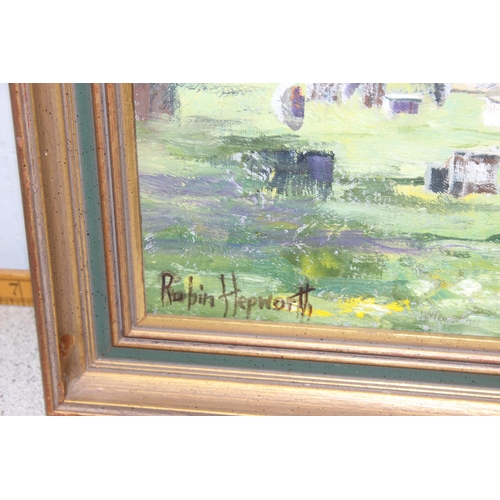 423 - Robin Hepworth -  Signed oil on board of a church and grave yard.
Local artist based in Bicester.
Me... 