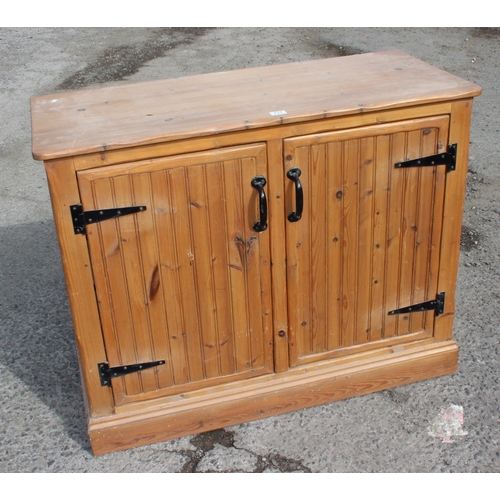 117 - Pine 2 door cabinet with iron fittings