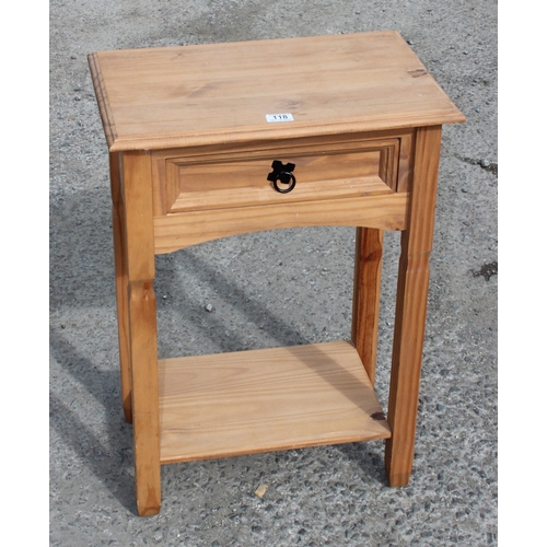 118 - Pine bedside table with drawer