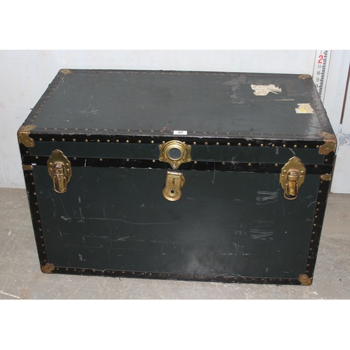 97 - Vintage shipping trunk with colourful interior