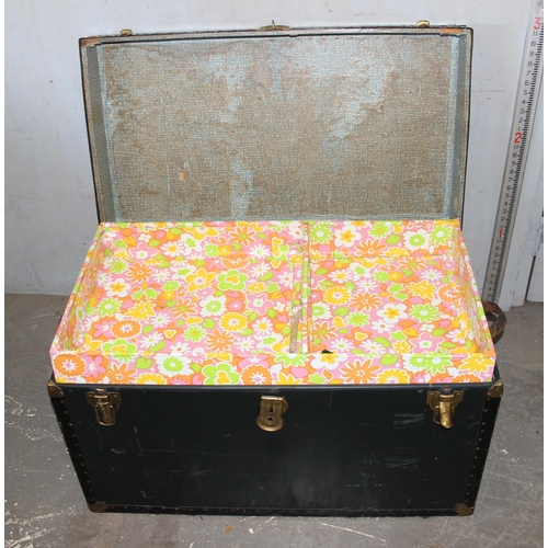 97 - Vintage shipping trunk with colourful interior