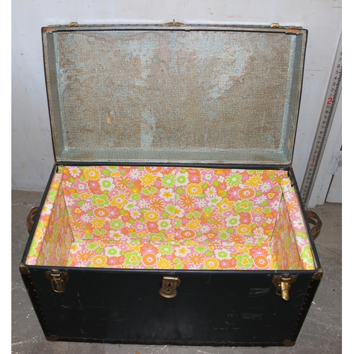 97 - Vintage shipping trunk with colourful interior