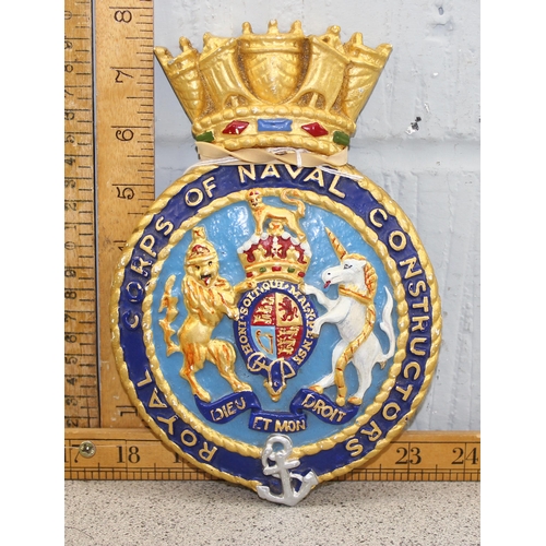 1010 - An unusual painted cast brass plaque for the Royal Corps of Naval Constructors